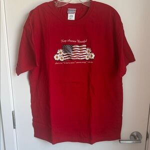 Sonoma Red Tee with American Flag & Daisy Graphic